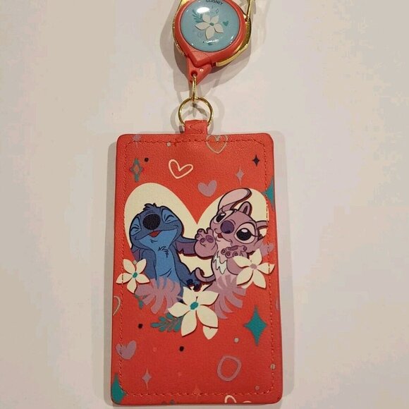 Loungefly Disney Lilo and Stitch Angel Valentines Day Lanyard ID Holder NEW - Picture 10 of 10